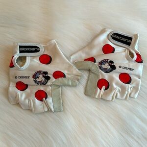 Vtg 80’s Disney Giordana White & Red Polkadot Cycling Gloves, M